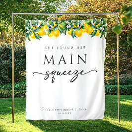 メインスクイズレモンブライダルシャワー背景 タペストリー