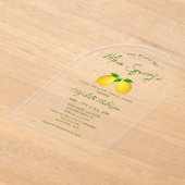 メインスクイズレモンブライダルシャワー アクリル招待状 (レイダウン)