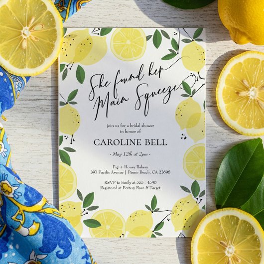 メインスクイズレモンブライダルシャワー 招待状