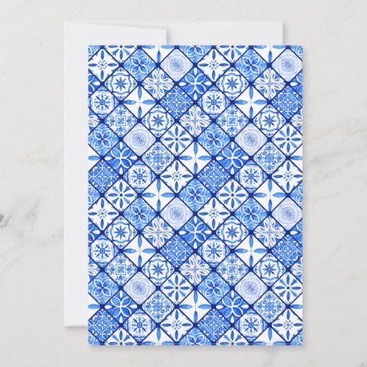 メインスクイズレモンブルーイタリアンタイルブライダルシャワー 招待状 (裏面)