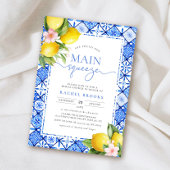 メインスクイズレモンブルーイタリアンタイルブライダルシャワー 招待状