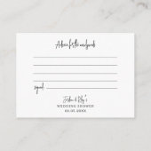 メインスクイズレモンブルータイルウェディングシャワーアドバイス エンクロージャーカード (裏面)