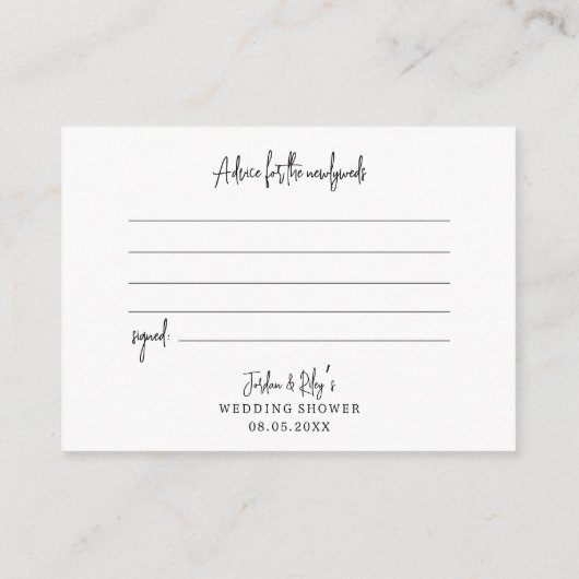 メインスクイズレモンブルータイルウェディングシャワーアドバイス エンクロージャーカード (裏面)