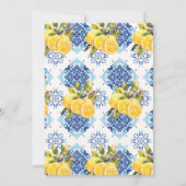 メインスクイズレモンブルータイルブライトブライダルシャワー 招待状 (裏面)