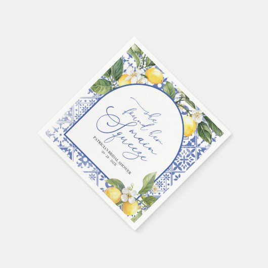 メインスクイズレモン地中海のブライダルシャワー スタンダードカクテルナプキン (角)