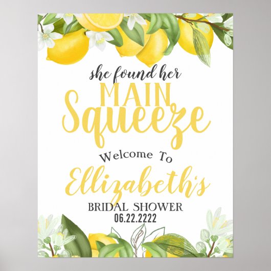 メインスクイズレモン誕生日ウェルカムサイン ポスター (正面)