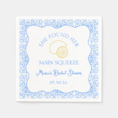 メインスクイズレモン&ブルータイルブライダルシャワー スタンダードカクテルナプキン (正面)