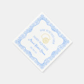 メインスクイズレモン&ブルータイルブライダルシャワー スタンダードカクテルナプキン (角)