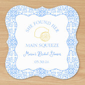 メインスクイズレモン&ブルータイルブライダルシャワー ペーパーコースター