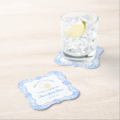 メインスクイズレモン&ブルータイルブライダルシャワー ペーパーコースター (インサイチュ)