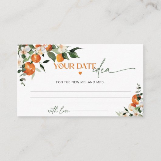 メインスクイズ柑橘系テーマデート夜アイディア エンクロージャーカード (正面)