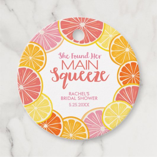 メインスクイーズのブライダルシャワー フェイバータグ (正面)