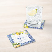 メインスクイーズのレモン ブライダルシャワー スクエアペーパーコースター (インサイチュ)