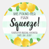 メインスクイーズの彼女のレモン ブライダルシャワー ラウンドシール (正面)