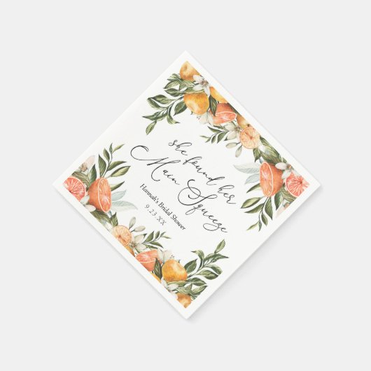 メインスクイーズオレンジ ブライダルシャワーナプキン スタンダードカクテルナプキン (角)