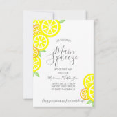 メインスクイーズサマーレモンブライダルシャワーグレー 招待状 (正面)