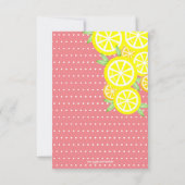 メインスクイーズサマーレモンブライダルシャワーサンゴピンク 招待状 (裏面)