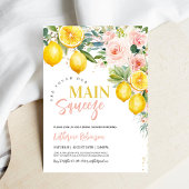 メインスクイーズピンクフローラレモンブライダルシャワー 招待状