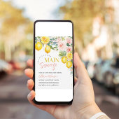 メインスクイーズピンクフローラレモンブライダルシャワー 招待状