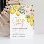 メインスクイーズピンクフローラレモンブライダルシャワー 招待状