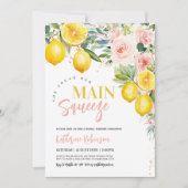 メインスクイーズピンクフローラレモンブライダルシャワー 招待状 (正面)