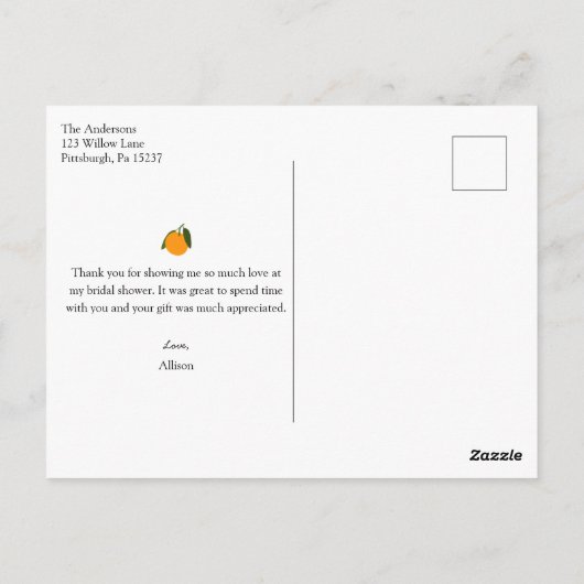 メインスクイーズブライダルシャワーありがとう ポストカード (裏面)