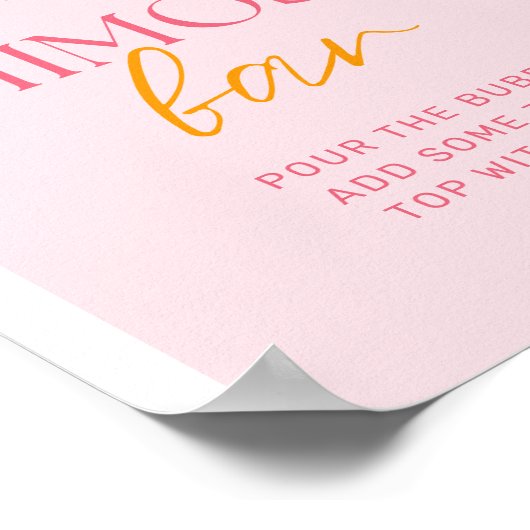 メインスクイーズブライダルシャワーミモサバーサイン ポスター (角)