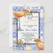メインスクイーズブライダルシャワーレモンブルータイル 招待状 (正面)