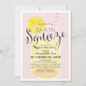 メインスクイーズレモネードピンクドライブバイブライダルシャワー 招待状 (正面)