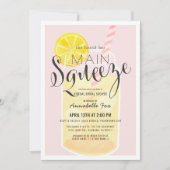 メインスクイーズレモネードピンクバーチャルブライダルシャワー 招待状 (正面)