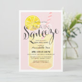 メインスクイーズレモネードピンクバーチャルブライダルシャワー 招待状 (スタンド正面)