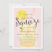 メインスクイーズレモネードメイソンジャールピンクブライダルシャワー 招待状 (正面)
