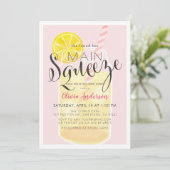 メインスクイーズレモネードメイソンジャールピンクブライダルシャワー 招待状 (スタンド正面)