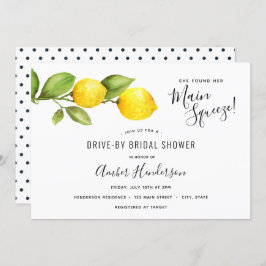 メインスクイーズレモンのドライブバイブライダルシャワー 招待状