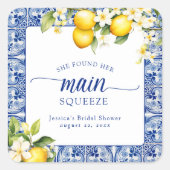 メインスクイーズレモンの花嫁シャワー スクエアシール (正面)