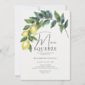 メインスクイーズレモンアーチブルータイルブライダルシャワー 招待状 (正面)