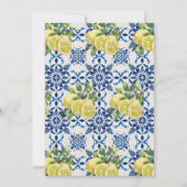 メインスクイーズレモンアーチブルータイルブライダルシャワー 招待状 (裏面)