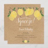 メインスクイーズレモンス素朴クエアブライダルシャワー 招待状 (正面/裏面)