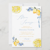 メインスクイーズレモンズブルーイタリアンブライダルシャワー 招待状 (正面)