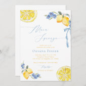 メインスクイーズレモンズブルーイタリアンブライダルシャワー 招待状 (正面/裏面)