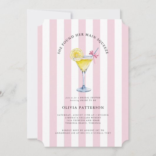 メインスクイーズレモンドロップマルチニブライダルシャワー 招待状 (正面)