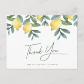 メインスクイーズレモンブライダルシャワーサンキュー ポストカード (正面)