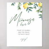 メインスクイーズレモンブライダルシャワーミモサバーサイン ポスター (正面)