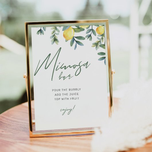 メインスクイーズレモンブライダルシャワーミモサバーサイン ポスター