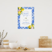 メインスクイーズレモンブルータイルブライダルシャワーへようこそ ポスター (キッチン)