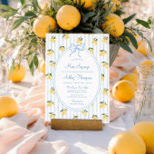 メインスクイーズレモンブルーボウイタリアンブライダルシャワー 招待状