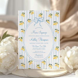 メインスクイーズレモンブルーボウイタリアンブライダルシャワー 招待状