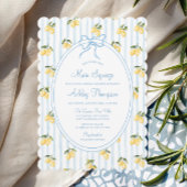 メインスクイーズレモンブルーボウイタリアンブライダルシャワー 招待状