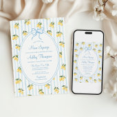 メインスクイーズレモンブルーボウイタリアンブライダルシャワー 招待状