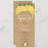 メインスクイーズレモン素朴おもしろいブライダルシャワー 招待状 (正面/裏面)